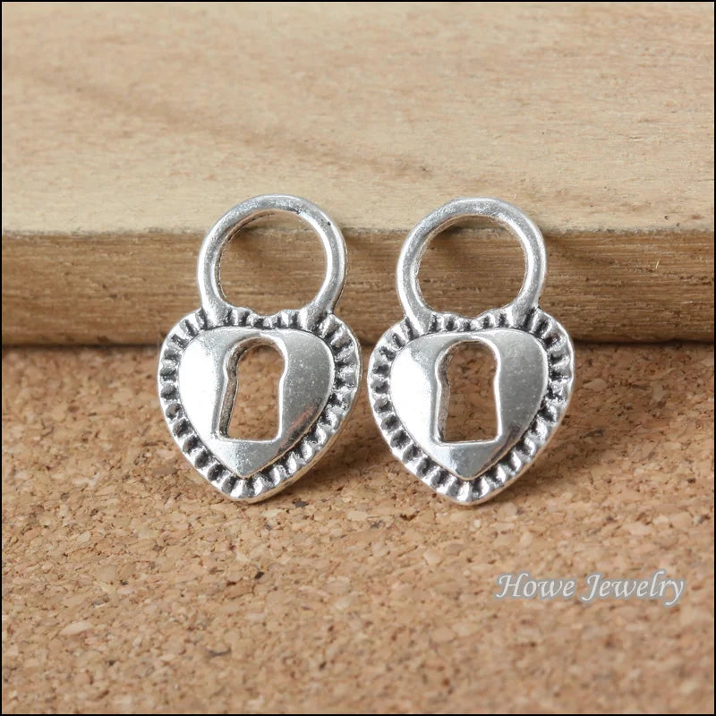 180pcs Love Heart Lock Pendant for DIY Jewelry Findings