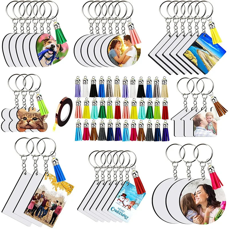 181-Piece Sublimation Blank Set with Tassel Keychain Ring