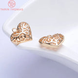 4PCS 18x16.5MM 24K Champagne Plated Brass Heart Charms Pendants