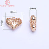 4PCS 18x16.5MM 24K Champagne Plated Brass Heart Charms Pendants