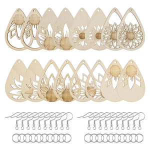 182 Pcs Wooden Earrings Making Kit with Ornaments and Hooks