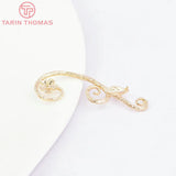 6PCS 40x13MM 24K Champagne Plated Brass Flower Vine Charms
