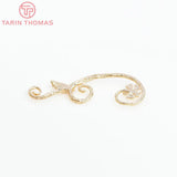 6PCS 40x13MM 24K Champagne Plated Brass Flower Vine Charms