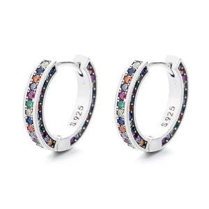ZFSILVER S925 Silver Zircon Circle Earring Charms for Girls Women