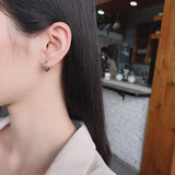 ZFSILVER S925 Silver Zircon Circle Earring Charms for Girls Women