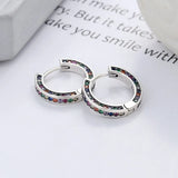 ZFSILVER S925 Silver Zircon Circle Earring Charms for Girls Women