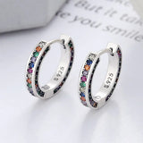 ZFSILVER S925 Silver Zircon Circle Earring Charms for Girls Women
