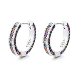 ZFSILVER S925 Silver Zircon Circle Earring Charms for Girls Women