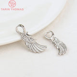 10PCS 24K Brass Feather Charms Pendants 10x20MM Hole 4MM Jewelry Accessories