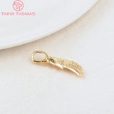 10PCS 24K Brass Feather Charms Pendants 10x20MM Hole 4MM Jewelry Accessories