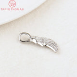 10PCS 24K Brass Feather Charms Pendants 10x20MM Hole 4MM Jewelry Accessories