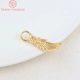 10PCS 24K Brass Feather Charms Pendants 10x20MM Hole 4MM Jewelry Accessories