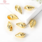 6PCS 10x18MM 24K Plated Brass Conch Charms Pendants DIY Jewelry