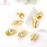 6PCS 10x18MM 24K Plated Brass Conch Charms Pendants DIY Jewelry