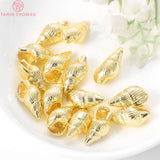 6PCS 10x18MM 24K Plated Brass Conch Charms Pendants DIY Jewelry