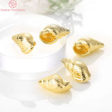 6PCS 10x18MM 24K Plated Brass Conch Charms Pendants DIY Jewelry