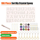 186 Pcs DIY Letters Number Pendant Silicone Casting Molds And Tools Set