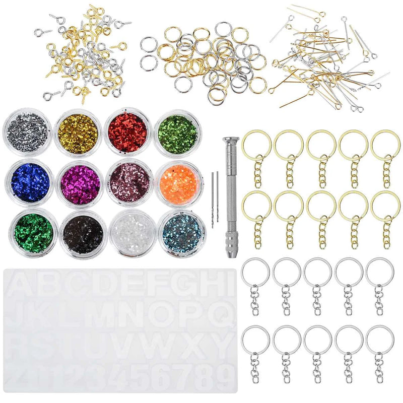 186 Pcs DIY Letters Number Pendant Silicone Casting Molds And Tools Set