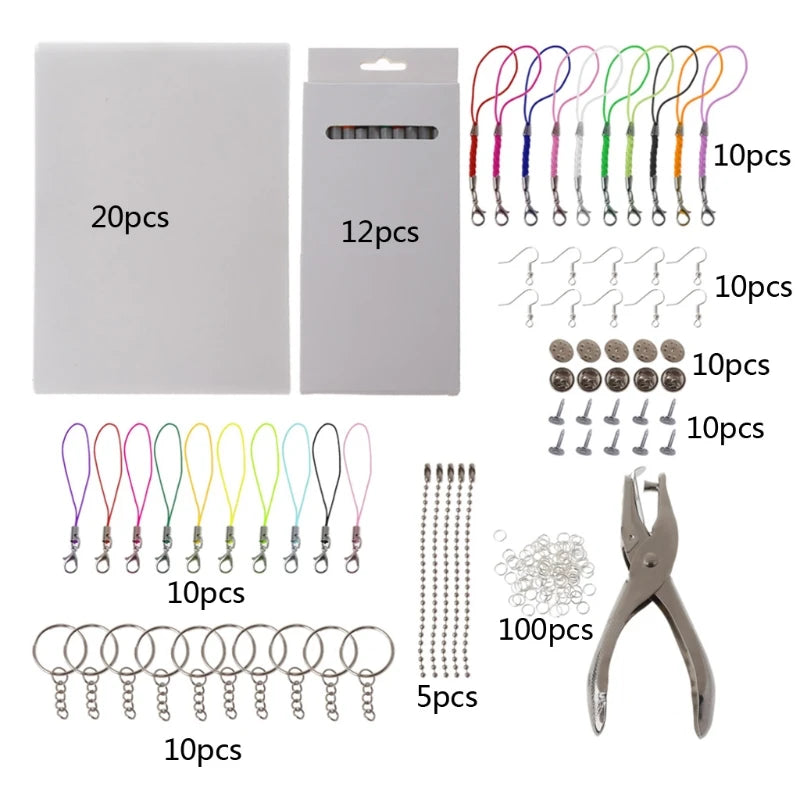 188Pcs Heat Shrink Kit with 166PCS Keychains Accessories for Kids DIY Craft