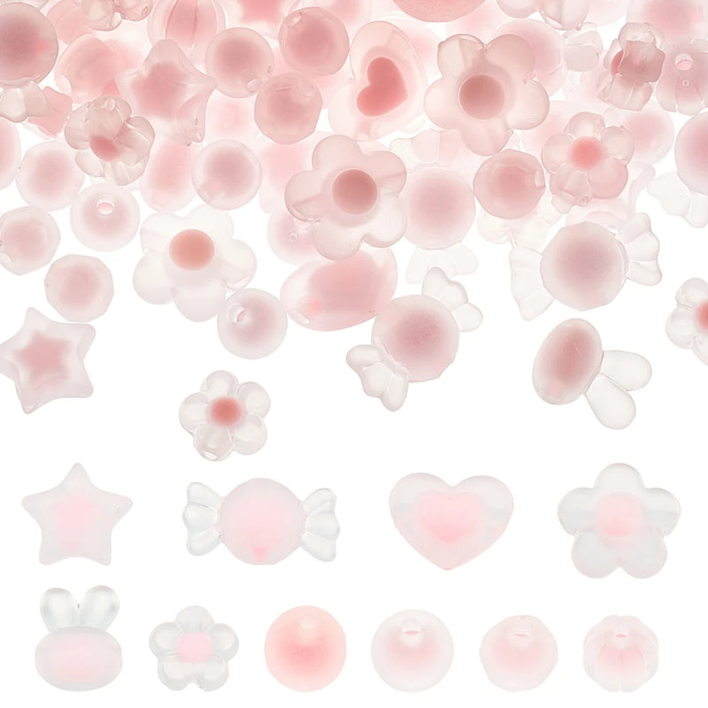 189Pcs Mixed Acrylic Beads in Bead Faceted Frosted 9.5-16.5x9-21x6-11.5mm