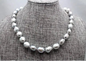 10-11mm Grey Baroque Freshwater Pearl Necklace 18inch