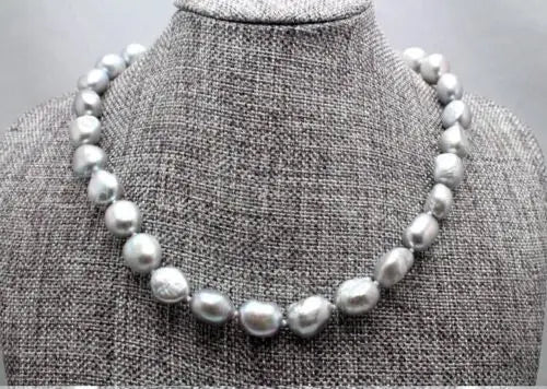 10-11mm Grey Baroque Freshwater Pearl Necklace 18inch