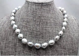 10-11mm Grey Baroque Freshwater Pearl Necklace 18inch