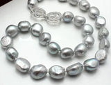 10-11mm Grey Baroque Freshwater Pearl Necklace 18inch