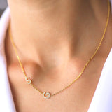 18K Initial Letter Necklace Zircon Nameplate Jewelry for Girlfriend