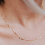 18K Initial Letter Necklace Zircon Nameplate Jewelry for Girlfriend