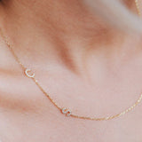 18K Initial Letter Necklace Zircon Nameplate Jewelry for Girlfriend