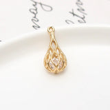 18K Plated Copper Zircon Water Drop Pendant Charms DIY Jewelry Findings