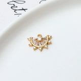 18K Retention Real Plated Copper 11*14MM Fan Pendant Charms