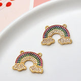 18K Copper Zircon Rainbow Pendant Charms DIY Jewelry Findings