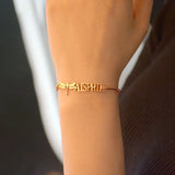 18K Name Bracelet Stainless Steel Initial Letter NamePlate Jewelry