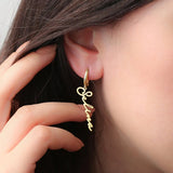 18K Name Earrings Personalised Hanging Letter Earrings Charm Ear Clips