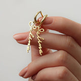 18K Name Earrings Personalised Hanging Letter Earrings Charm Ear Clips