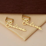 18K Name Earrings Personalised Hanging Letter Earrings Charm Ear Clips