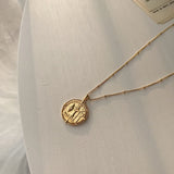 Sterling Silver Beads Chain Necklace with Coin Pendant