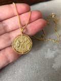 Sterling Silver Beads Chain Necklace with Coin Pendant