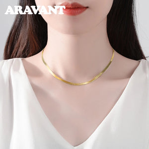 Elegant 18K 3mm Snake Bone Necklace Chain for Women