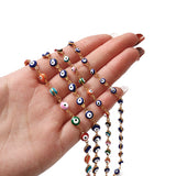 18K 5mm 7mm Oval Beads Evil Eye Resin Spacer Beads Copper Cross Chain DIY Neckla