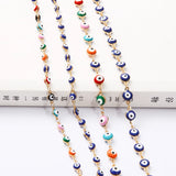 18K 5mm 7mm Oval Beads Evil Eye Resin Spacer Beads Copper Cross Chain DIY Neckla