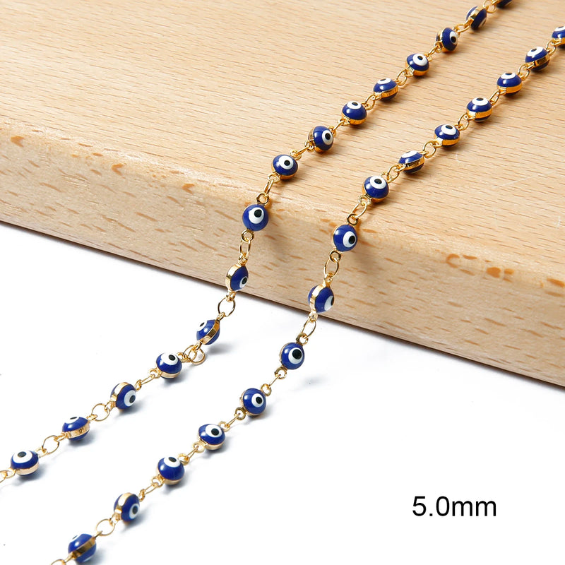 18K 5mm 7mm Oval Beads Evil Eye Resin Spacer Beads Copper Cross Chain DIY Neckla