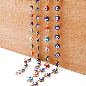 18K 5mm 7mm Oval Beads Evil Eye Resin Spacer Beads Copper Cross Chain DIY Neckla