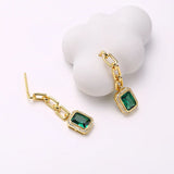 925 Silver Green Zircon Chain Earrings For Women