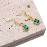 925 Silver Green Zircon Chain Earrings For Women