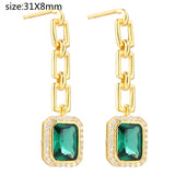 925 Silver Green Zircon Chain Earrings For Women