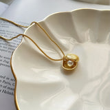 Shell Pearl Pendant Necklace 925 Sterling Silver Popcorn Chain Fine Jewelry