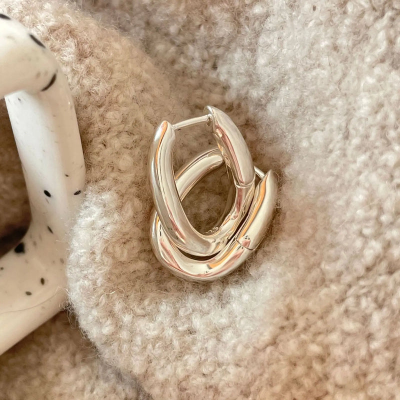 925 Sterling Silver U Shape Hoop Earring Female Korea Earrings